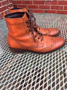 Johnston and Murphy Leather Brogue Wingtip Lace-Up Boots Men size 10